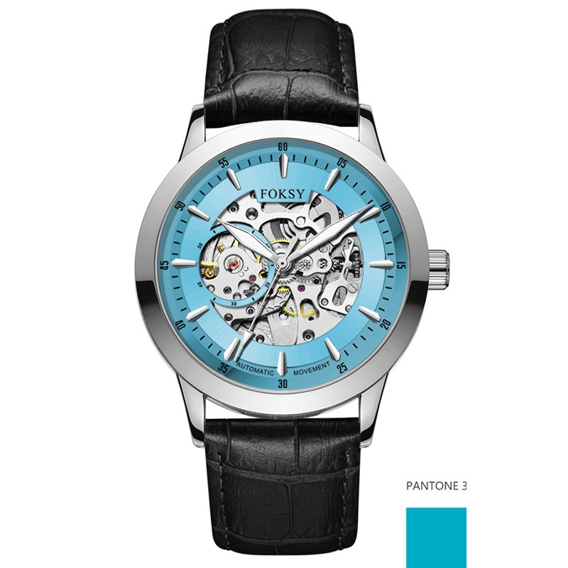 Men's Automatic Skeleton Watch Leather Strap 16 Styles Business Mechanical OEM Wristwatch Options 1