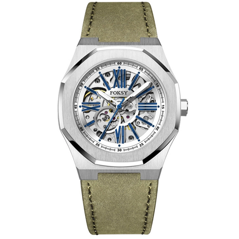 Polygon Skeleton Automatic Watch Custom Strap OEM Luxury Mechanical Octagonal Design 1