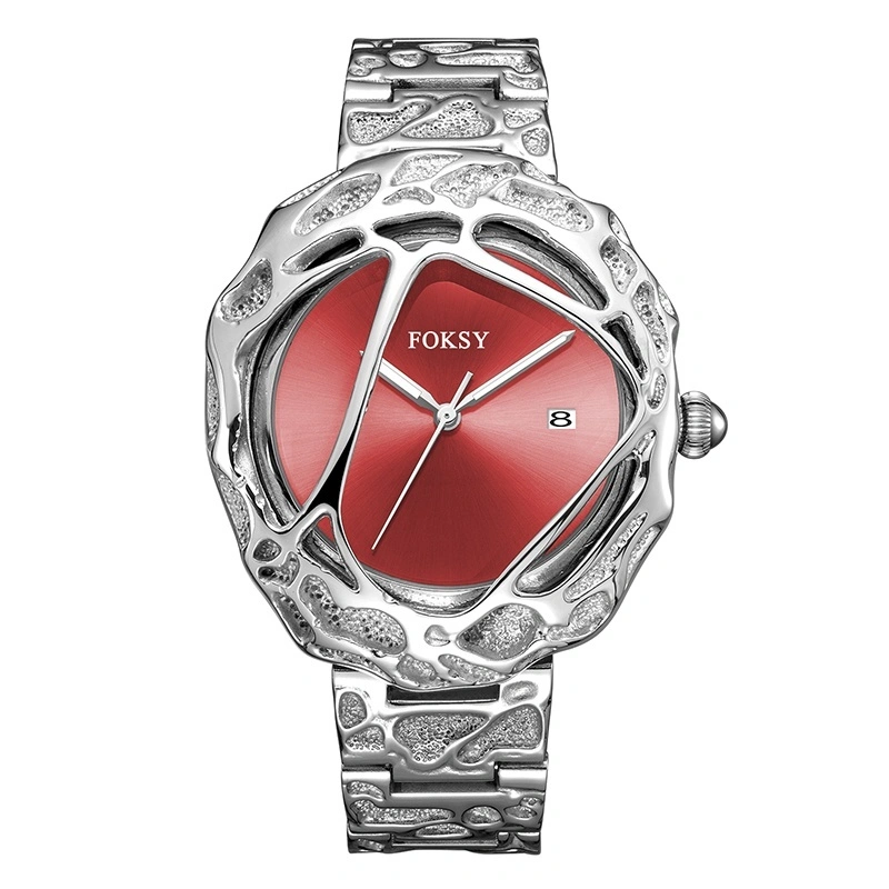 FOKSY Snake Texture Steel Watch Men Quartz Luxury Skeleton Stainless Steel 1