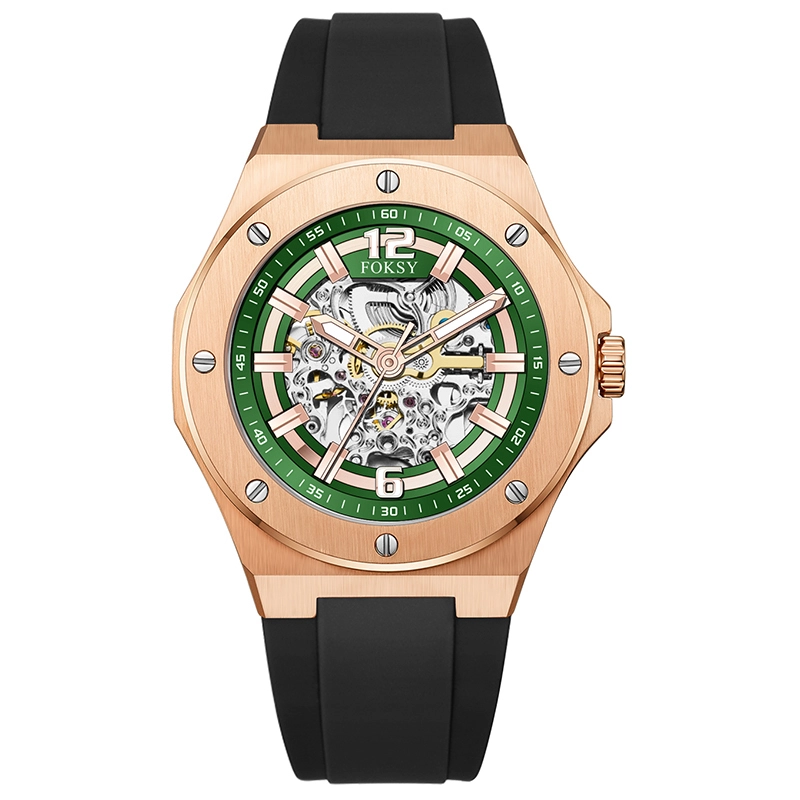 FOKSY Private Label Automatic Watch 12 Marker Skeleton Dial Custom Mechanical Watch 336-6-1006 1
