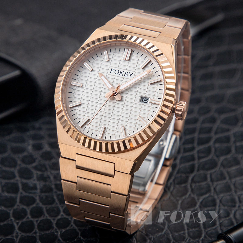 FOKSY Men Quartz Watch Calendar Function Textured Dial Fashion Leisure OEM Watches 610-7-1121 1