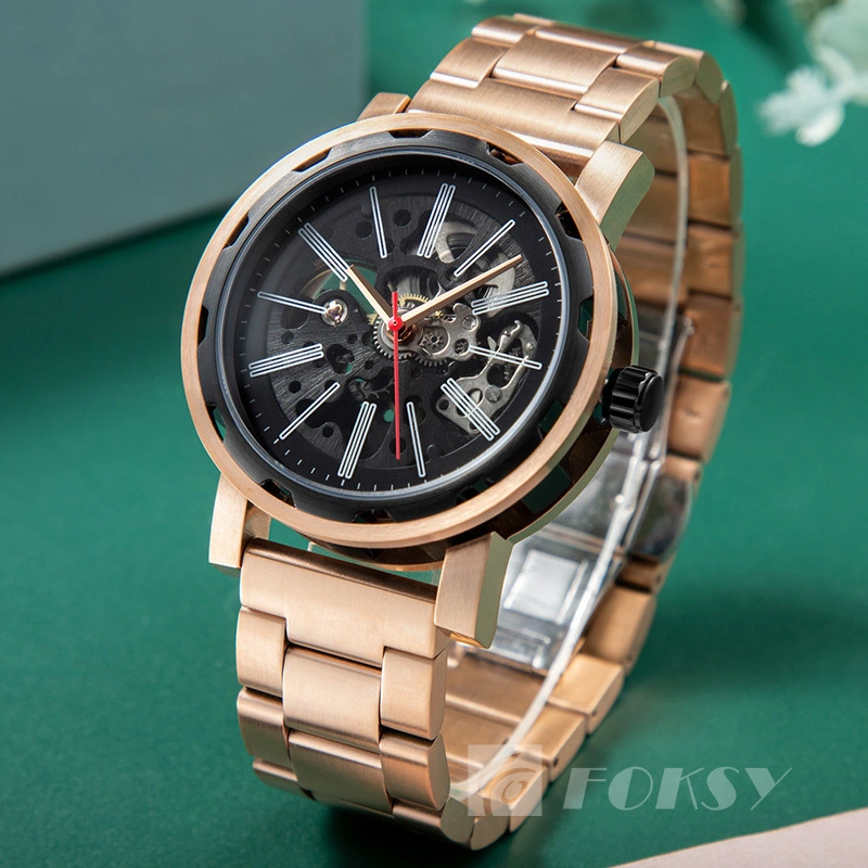 FOKSY OEM Skeleton Automatic Watch Men Custom Logo 5ATM Mechanical Watch 008-6-1003 1