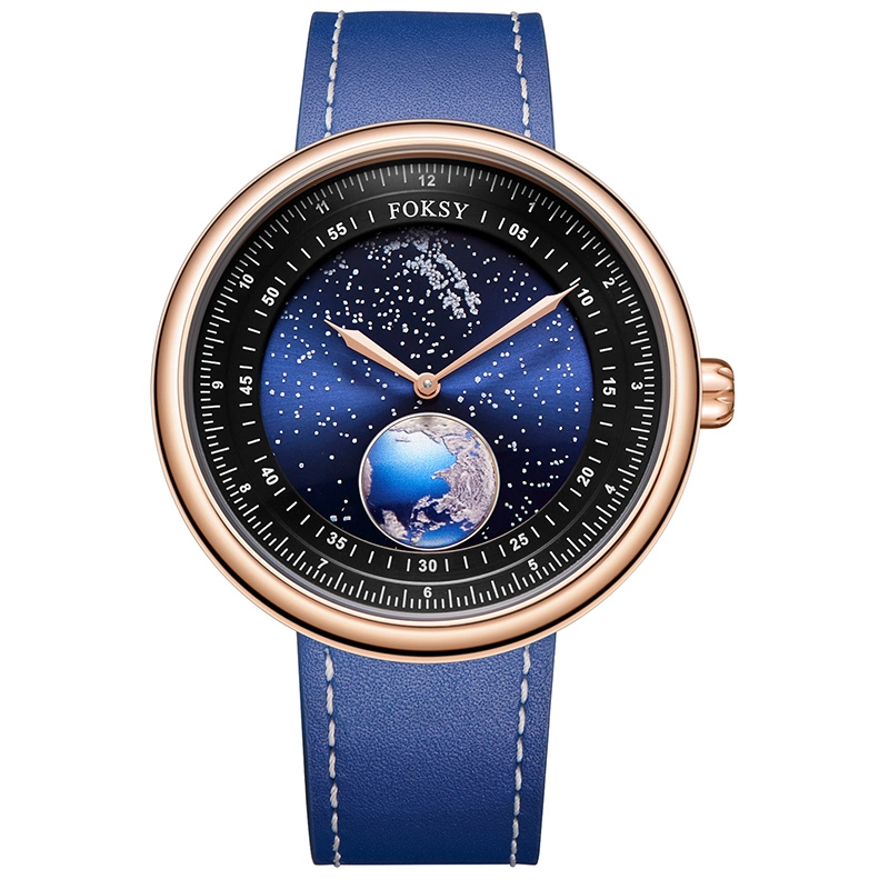 Reloj de cuarzo OEM Earth &amp; Starry Sky con logotipo personalizado, de acero inoxidable 316L, para hombre, modelo 666-7-1002 1