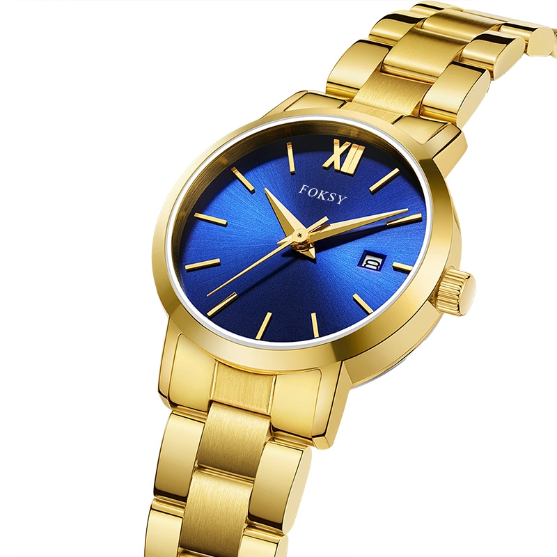 FOKSY Women's Sunray Dial Quartz Watch Custom Logo 316L Stainless Steel Date Watch 226-7-1002 1