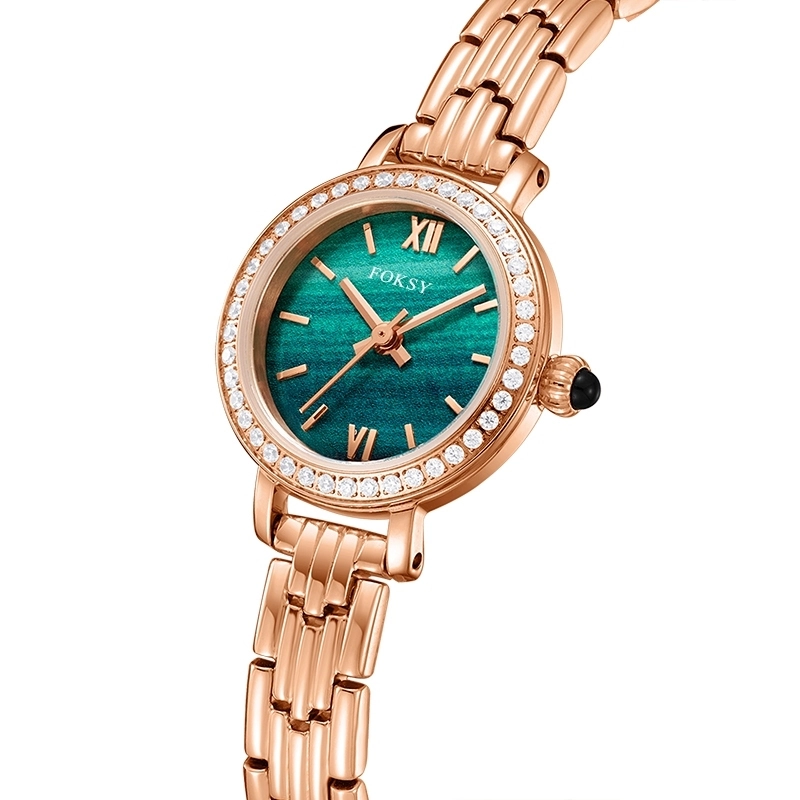 Bulk Order Women's Malachite Dial Crystal Bezel Quartz Watch Stainless Steel/Leather Strap 217-7-1002 1