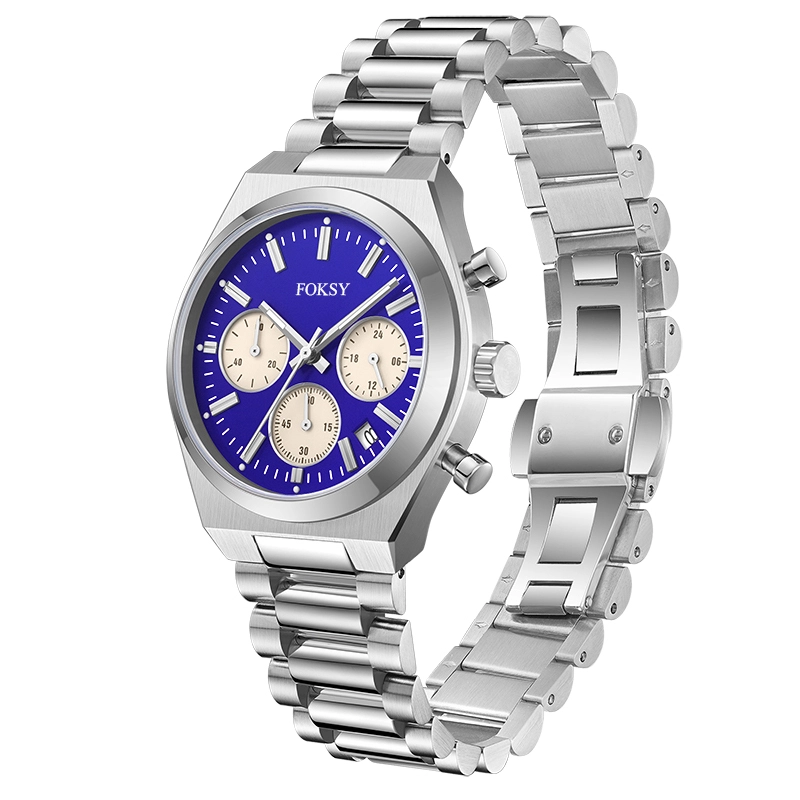 Low MOQ Men's Chronograph Quartz Watch  Wholesales 316L Steel Business Sports Watch 645-7-1001 1