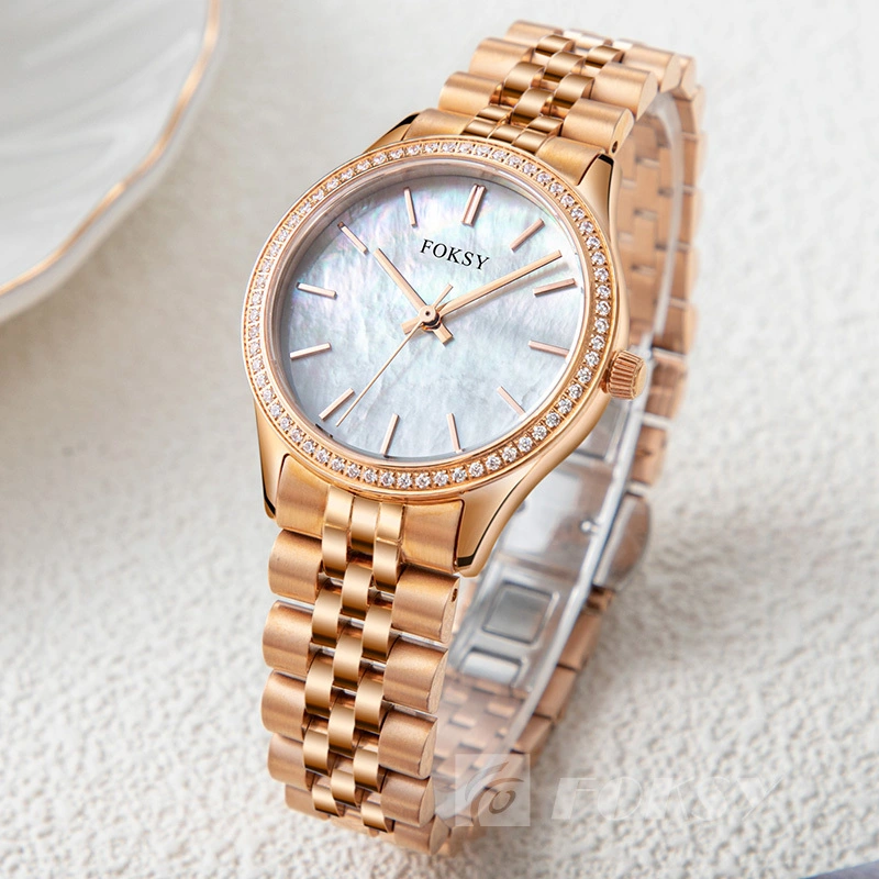 Ultra-Slim 5ATM OEM Women's MOP Dial Crystal Bezel Quartz Watch Dress Watch 205-7-1013 1