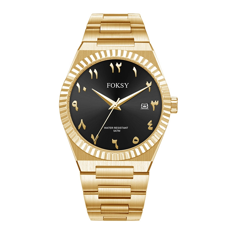 Men's Arabic Numeral Dial Quartz Watch Custom Logo 316L Steel Calendar Watch 610-7-1102 1