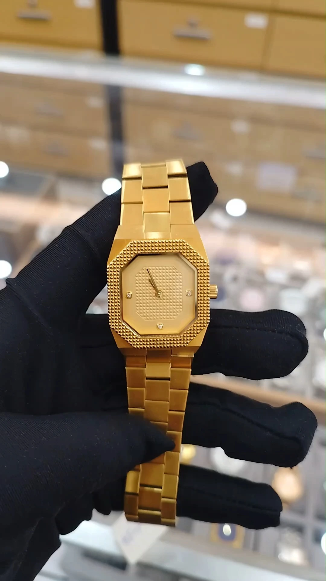 Women Custom Diamond Pyramid Grid Octagonal Quartz Watch Best Watch Makers 229-7-1003 1