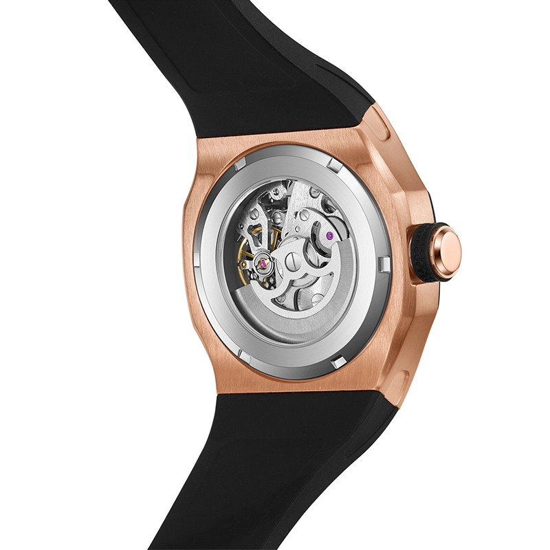 Men's Skeleton Automatic Watch Custom Box Sport Silicone Strap Watch 613-6-1001 1