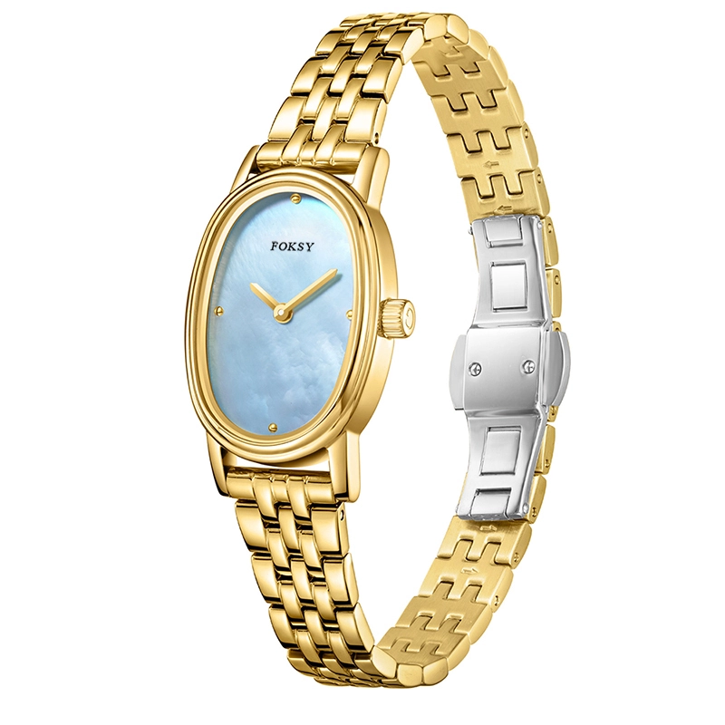 Women's Oval MOP Dial Watch 222-7-1001 Custom Logo Leather/Bracelet Strap Watch 1