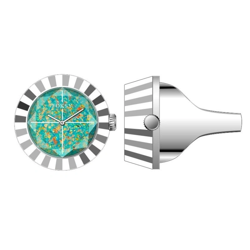 Best OEM Unisex Turquoise Dial Ring Watch Stainless Steel Finger Watch 658-7-1001 1