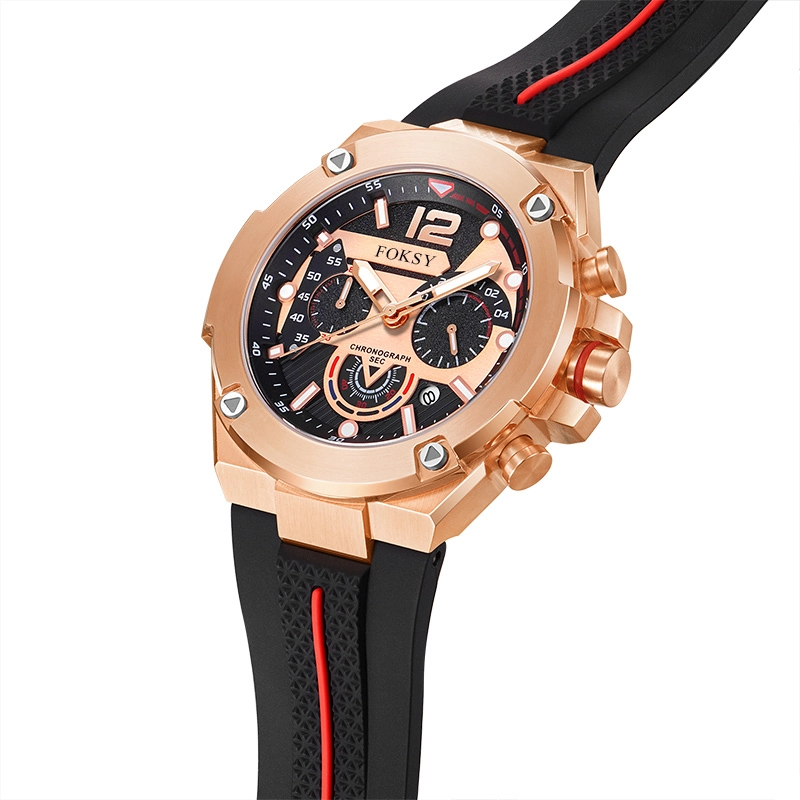 Montre chronographe à quartz sport pour homme de l'usine de Shenzhen, avec logo et bracelet en silicone, référence 520-7-1006 1