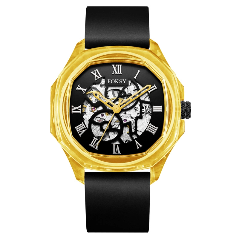 Small Quantity Custom Men Transparent Skeleton Automatic Watch 535P-6-1001 Silicone Strap Watch 1