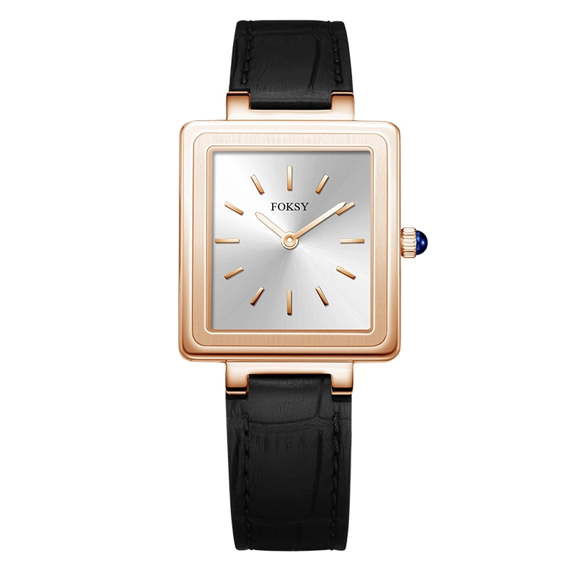 FOKSY Square Women Quartz Watch Luxury Leather Strap Minimalist Fashion Watch 322-7-1001 1