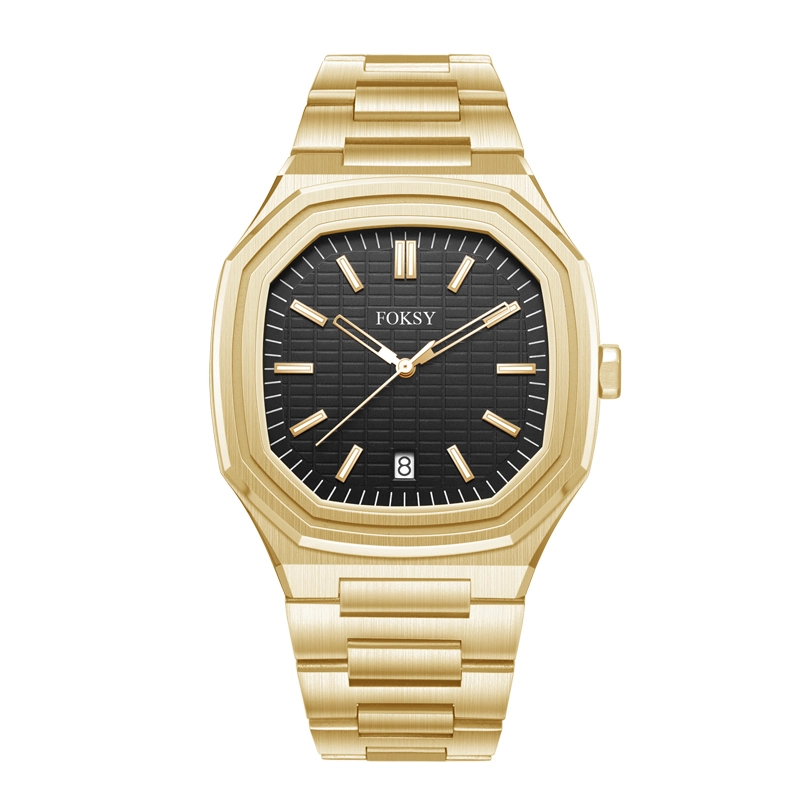 Reloj deportivo de cuarzo octogonal a medida para hombre, de acero inoxidable, estilo ejecutivo, de lujo, modelo 607-7-1001 1