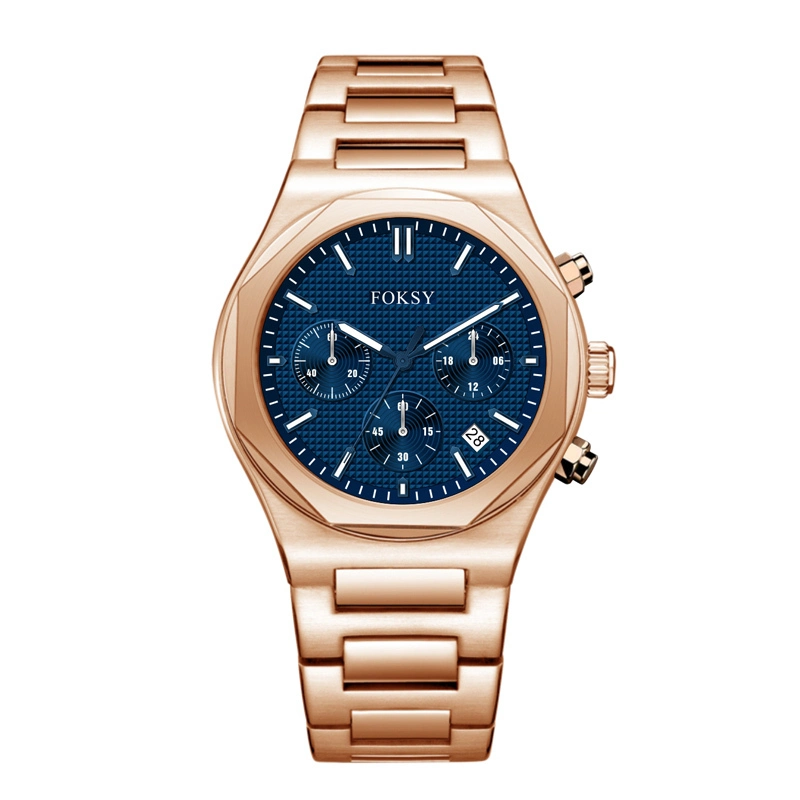 Reloj cronógrafo octogonal de cuarzo para hombre, de acero inoxidable, estilo casual y moderno, modelo 646-7-1001 1