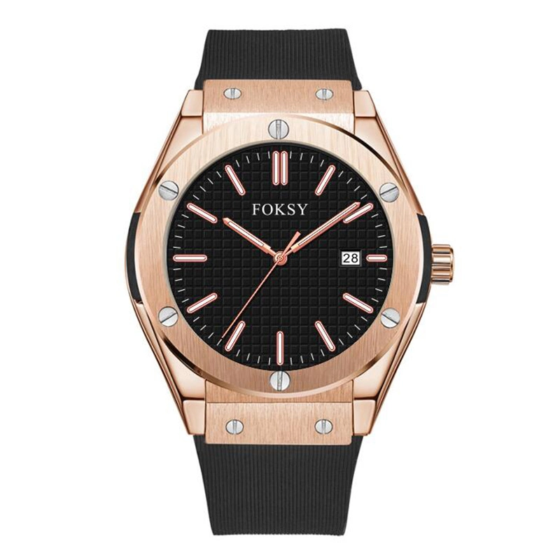 Custom Quartz Octagonal Silicone Quartz Watch Men Alloy Casual Watch 339A-7-1003 1