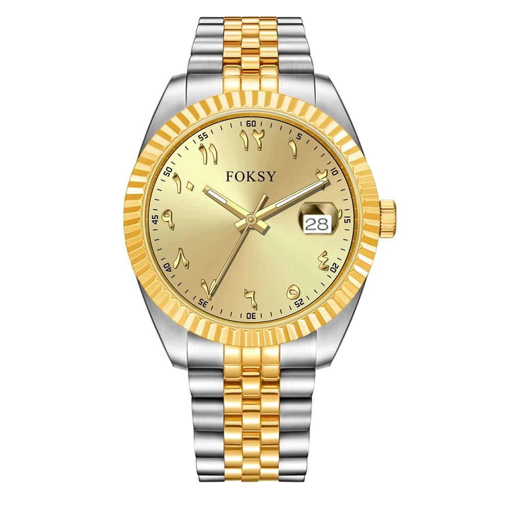 Montre-bracelet à quartz pour homme, lunette cannelée, style business décontracté, référence 583S-7-1116 1