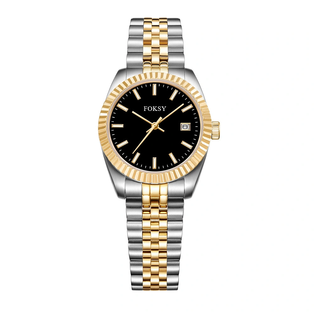 Fluted Bezel Personalised OEM Watch Women Stainless Steel Fashion Casual Watch 582-7-1049 1