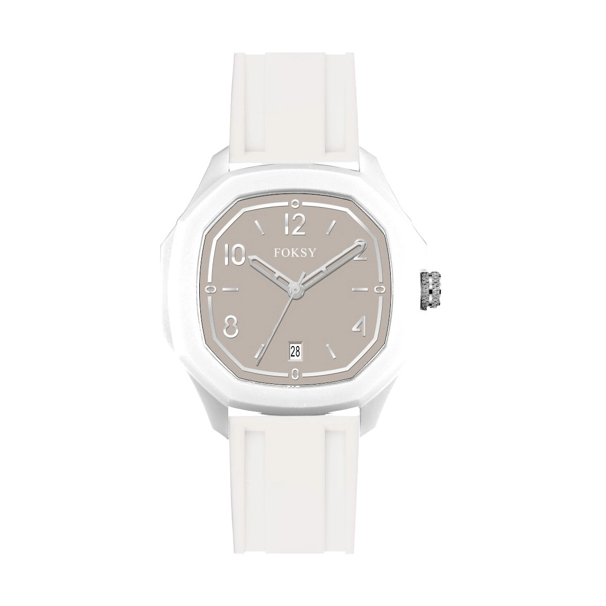 FOKSY Colorful Silicone Casual Quartz Watch Men Plastic Octagon Watch 534P-7-1002 1