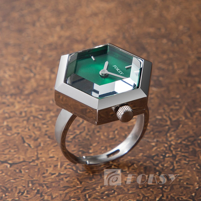 FOKSY Hexagonal Green Dial Custom Ring Watch Unisex Fishion Fashion Watch 656-7-1001 1