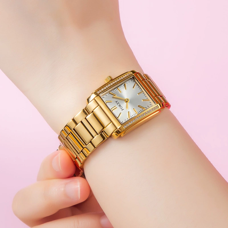 Rectangular Custom Diamond Watch Women Square Sunburst Dial Watch 698-7-1003 1