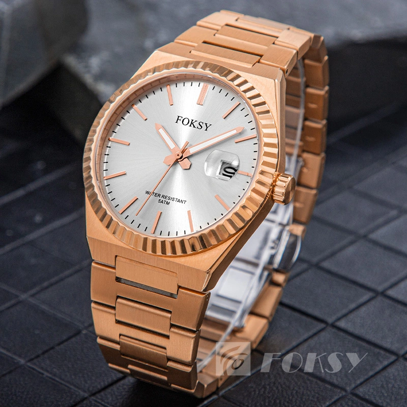Fluted Luminous Custom-made Watch Men Stainless Steel Logo Watch 610-7-1005 1
