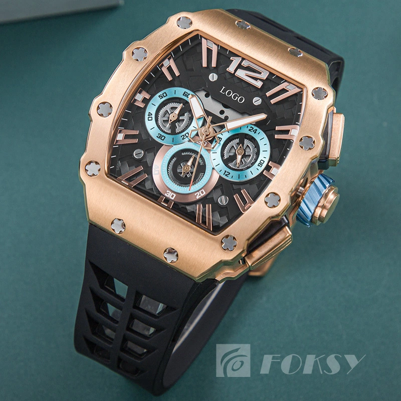 Wine Barrel Chronograph Wristwatch Men Sport Time Watch 601-7-1005 1