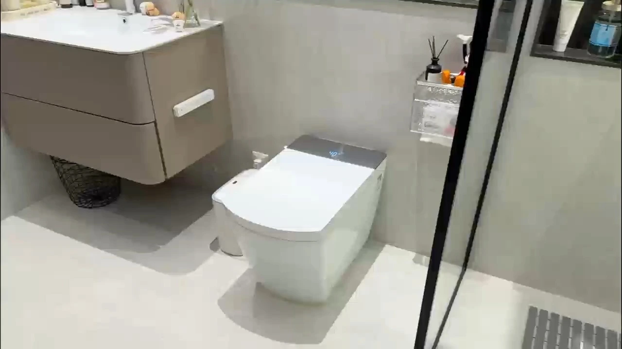 Modern Integrated Smart Toilet With Auto Open / Close lid Temperature Heating seat Instant Warm Water Cleaning Can Automatically Flush Remote Control Flush Foot Sensing Flush 1
