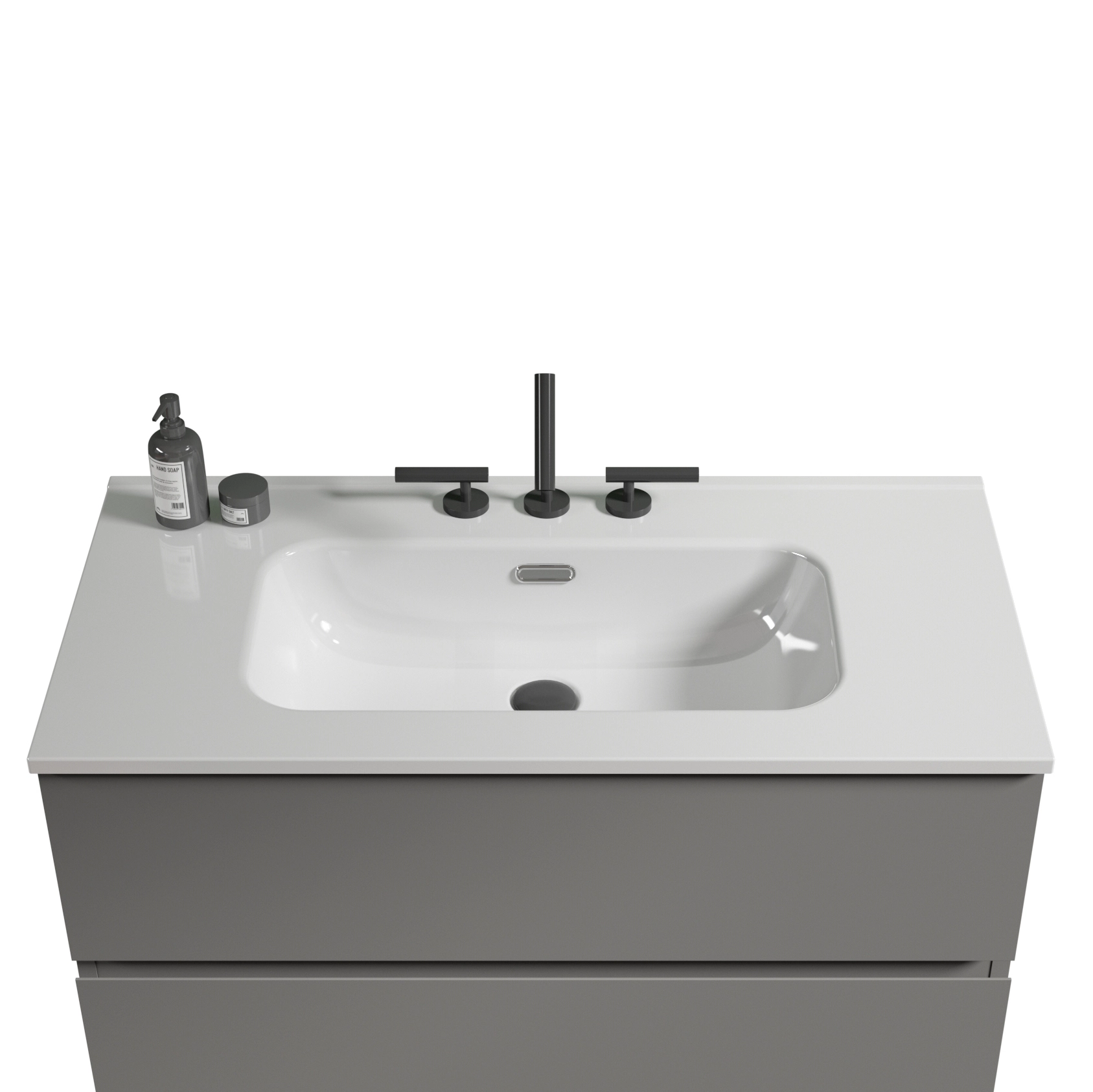 36*18.3 Integrated white ceramic basin, drain assembly NOT included 1