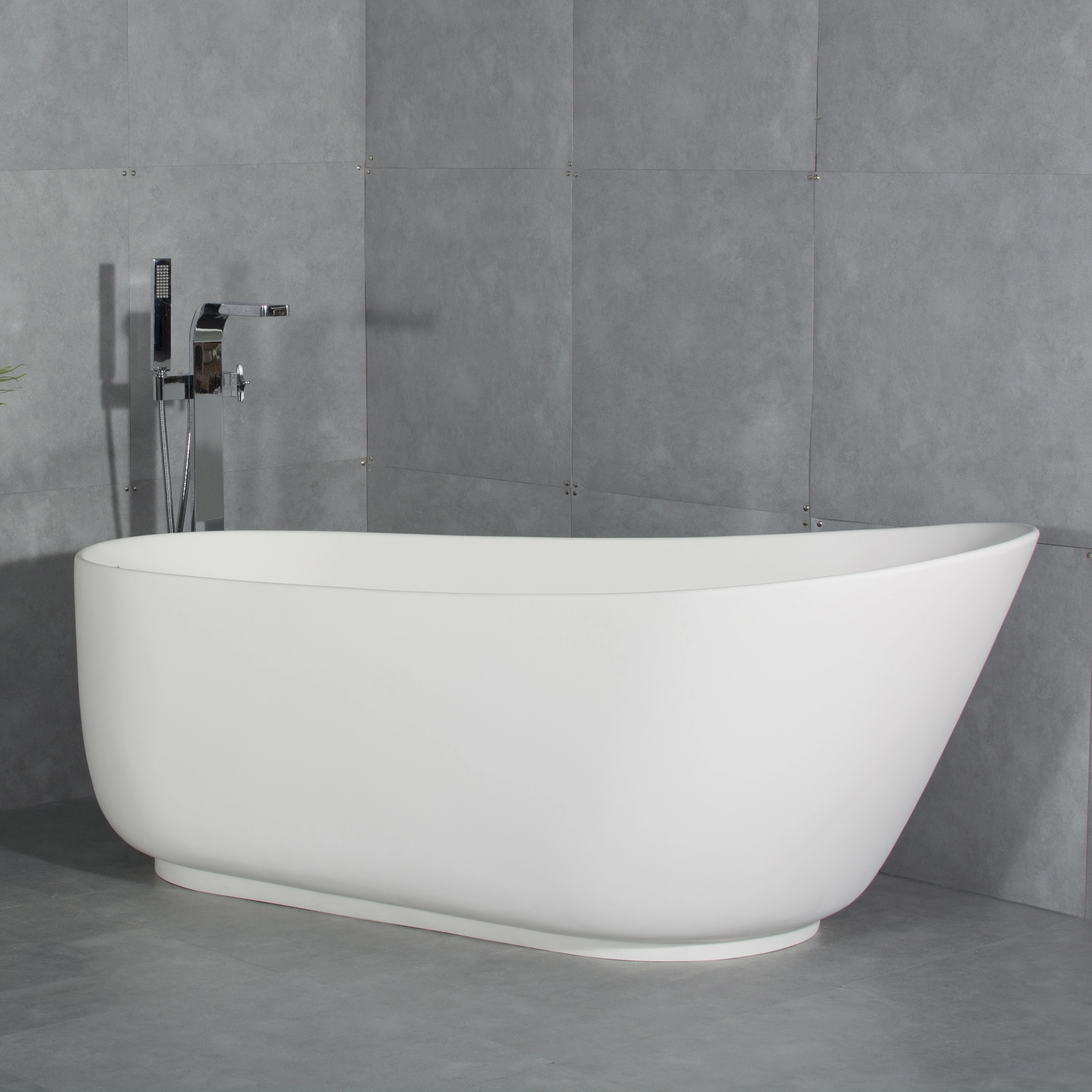 67-inch solid surface stone resin oval shape soaking bathtub with overflow for the bathroom 1
