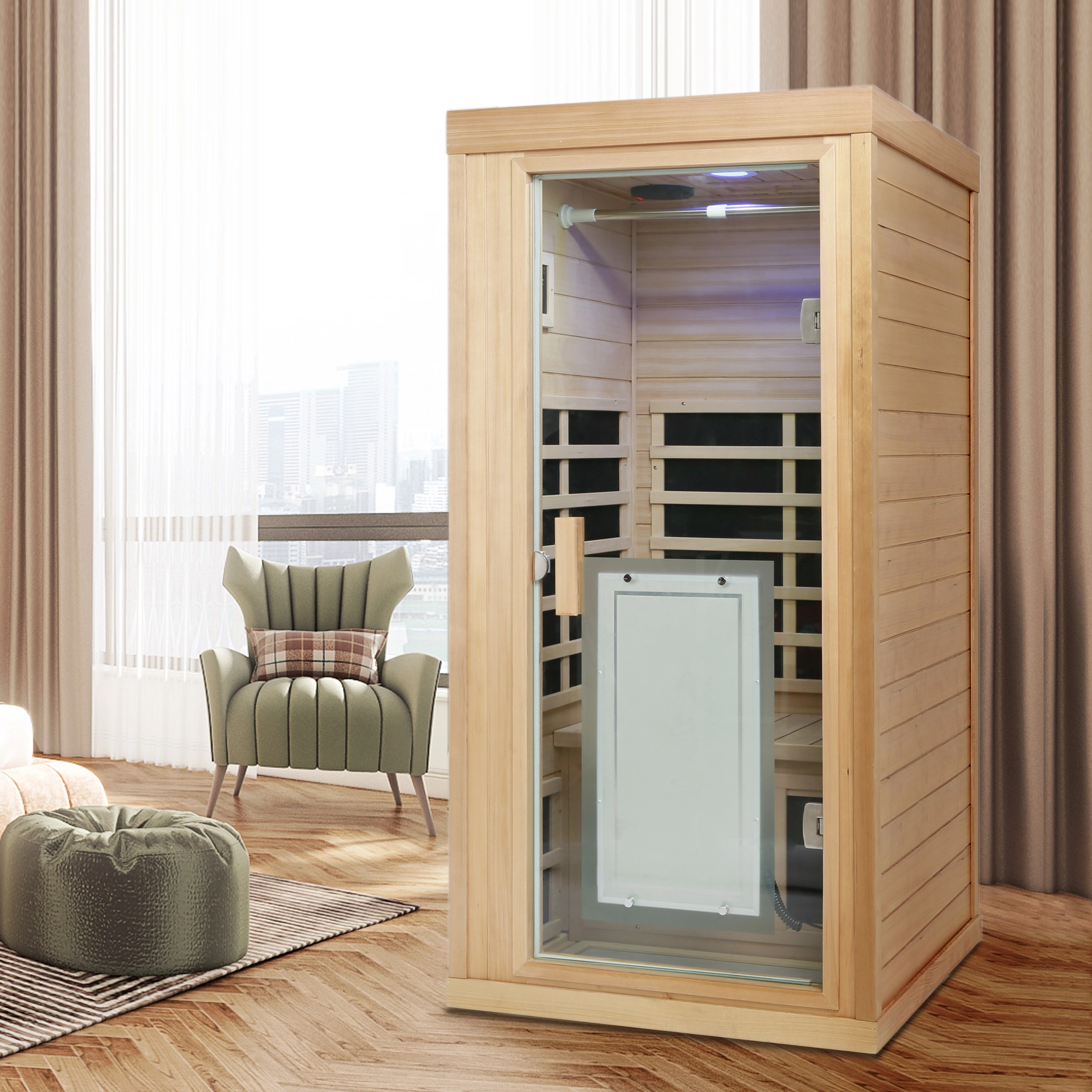 One person Far infrared Hemlock standard indoor sauna room 1