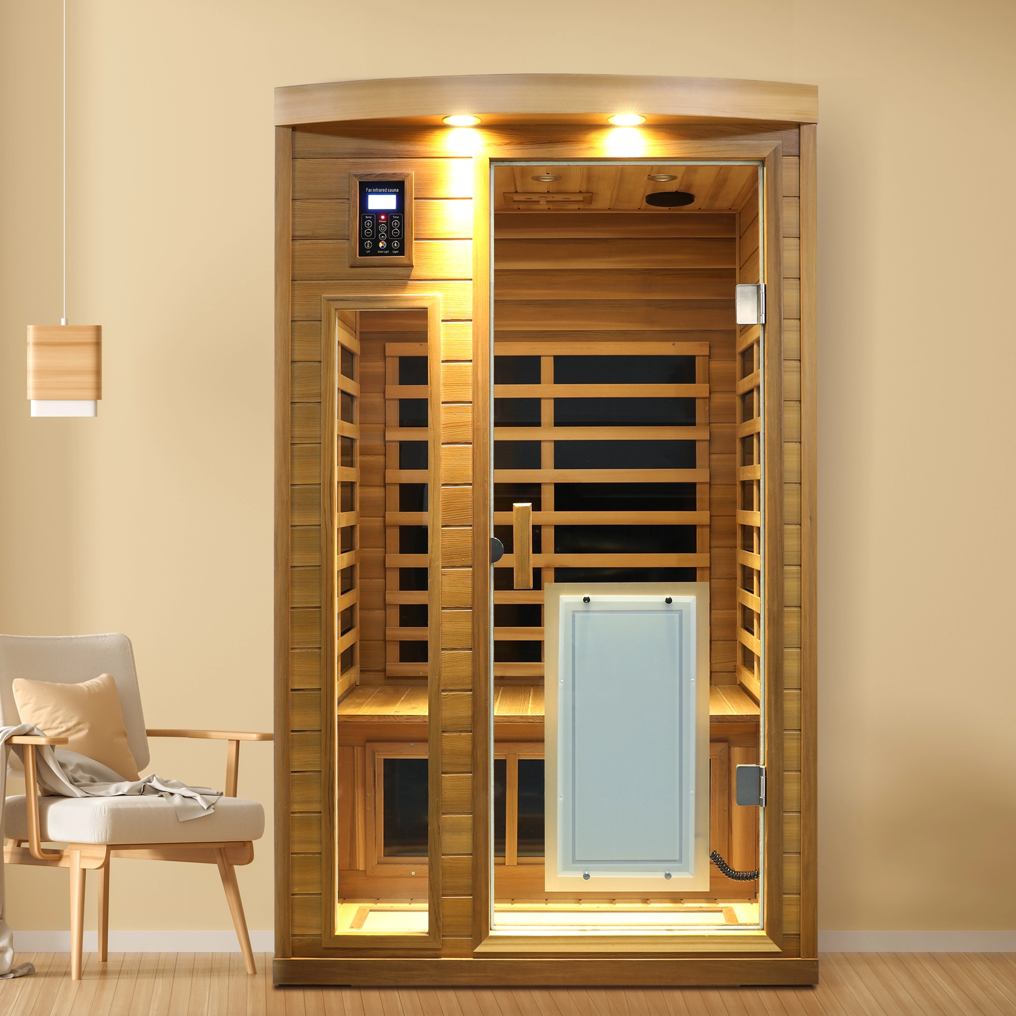 Low EMF Two person Far infrared Red cedar Deluxe indoor sauna room 1