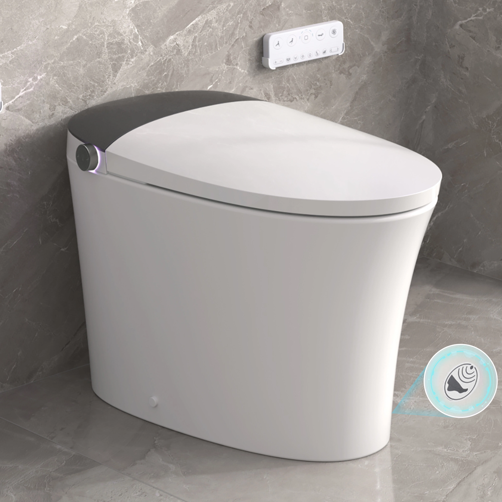 Elongated Smart Toilet with Bidet,Smart Toilet with ADA Comfort Height Heated Seat 1
