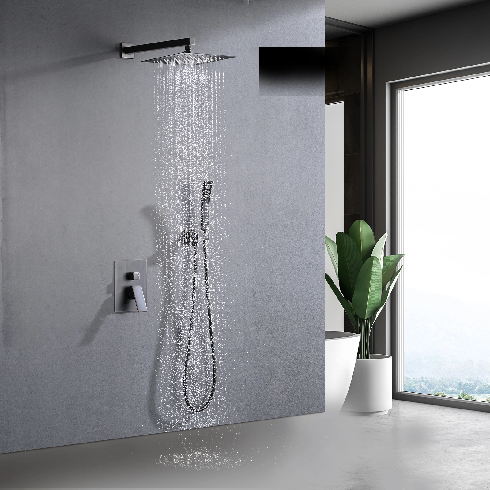10 Shower System Shower Faucet Combo Set Wall Mounted with 10 Rainfall Shower Head and handheld shower faucet 1