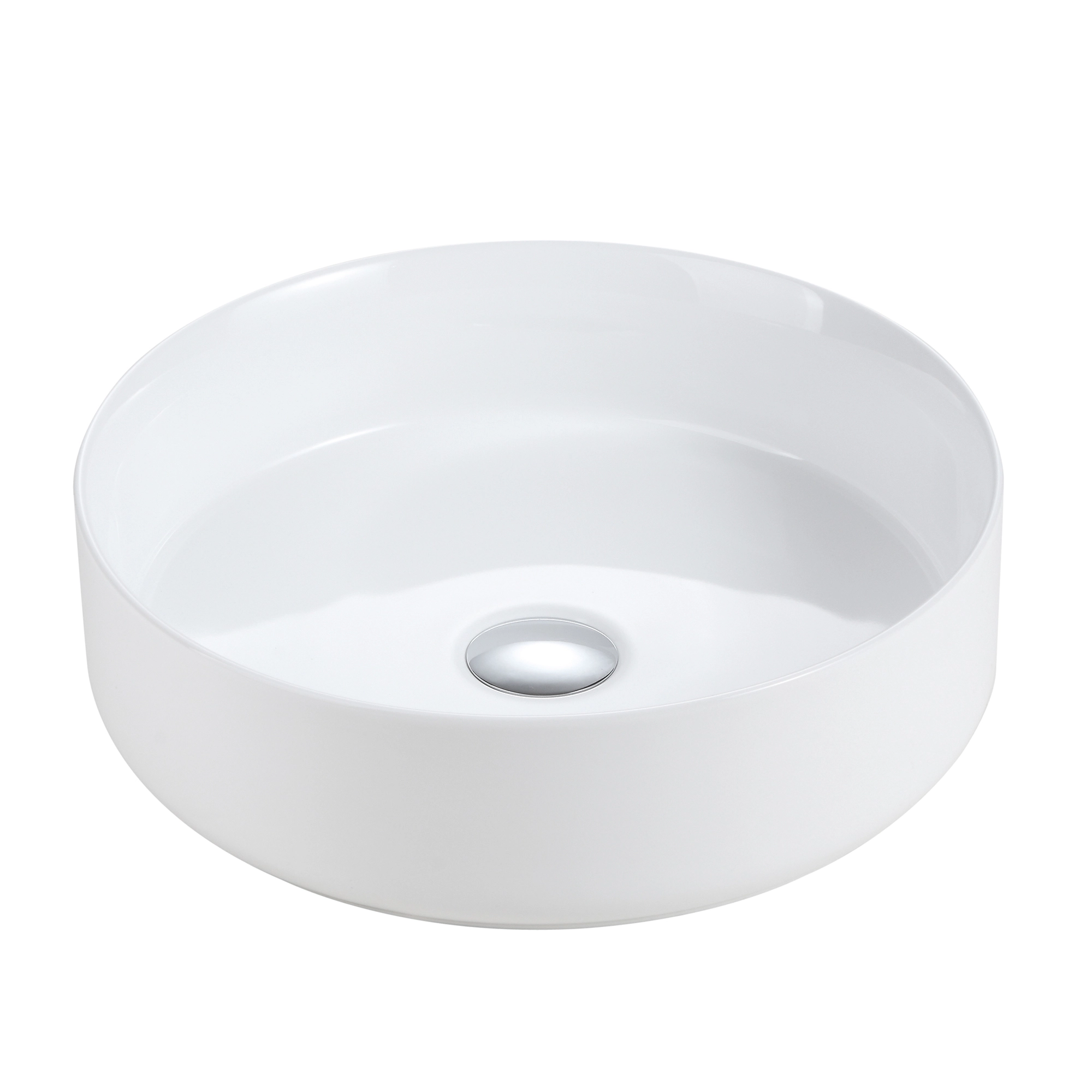 15.5-inch Diameter Integrated White Ceramic Basin 1