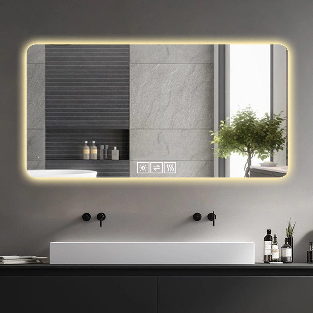 28*60 inch LED bathroom mirror, corrosion-resistant, three-color dimmable, backlit mirror with one-touch demist function 1