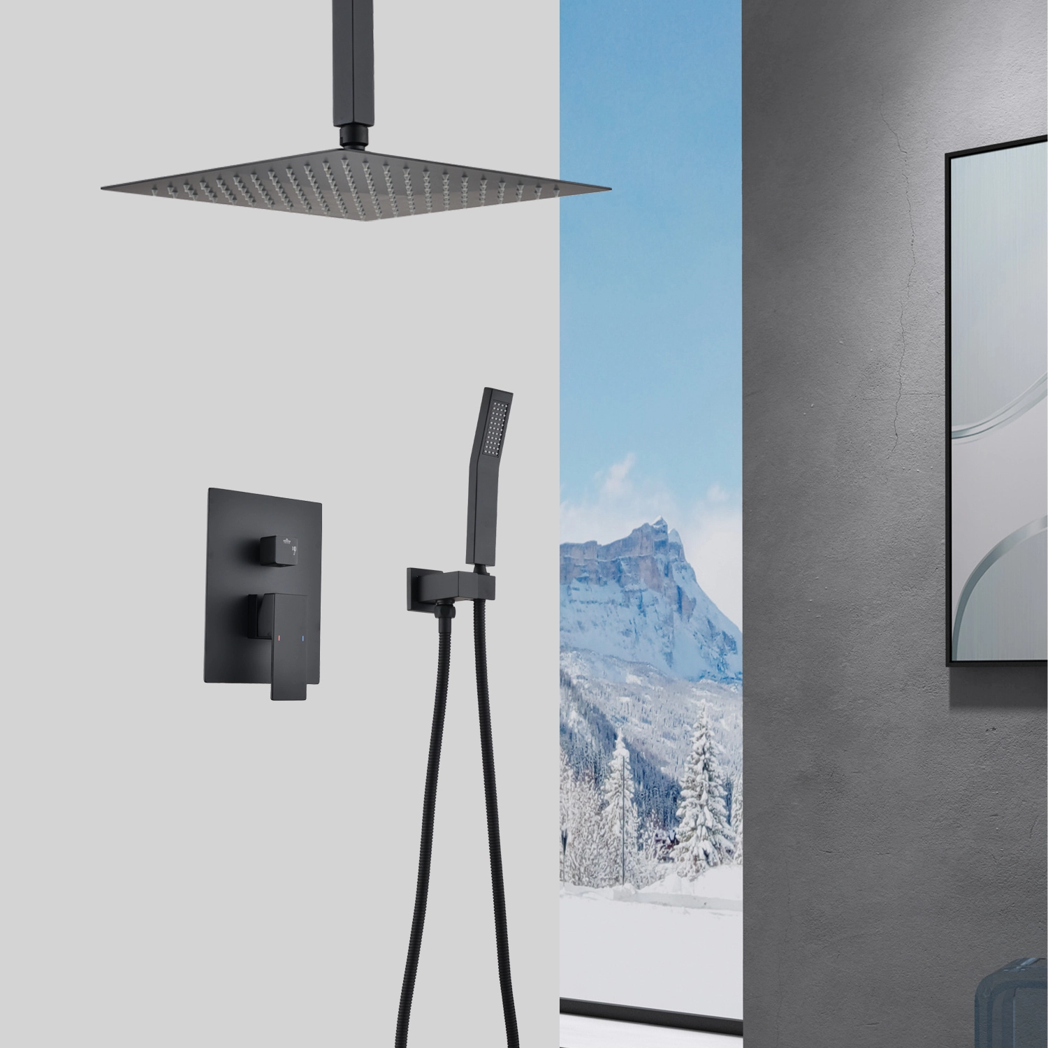 Ceiling Mounted Shower System Combo Set with Handheld and 10Shower head 1