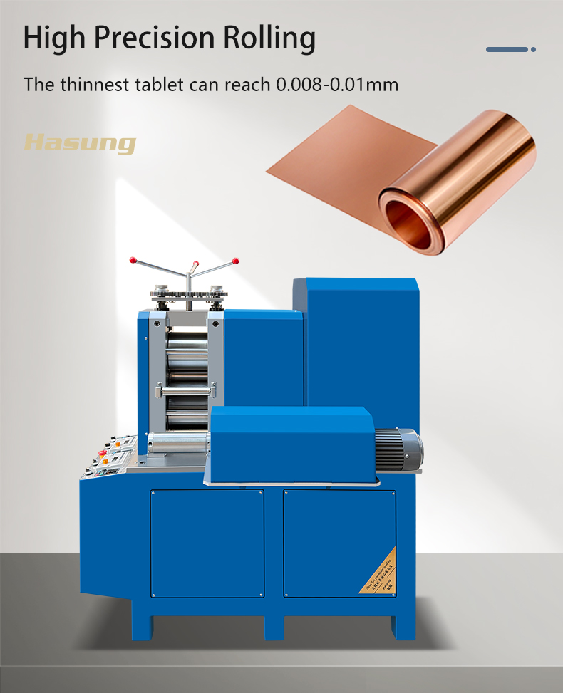 Macchina laminatrice per fogli di qualità a 4 alberi con pannello touch PLC Siemens per produttore di oro, argento e rame Hasung 10