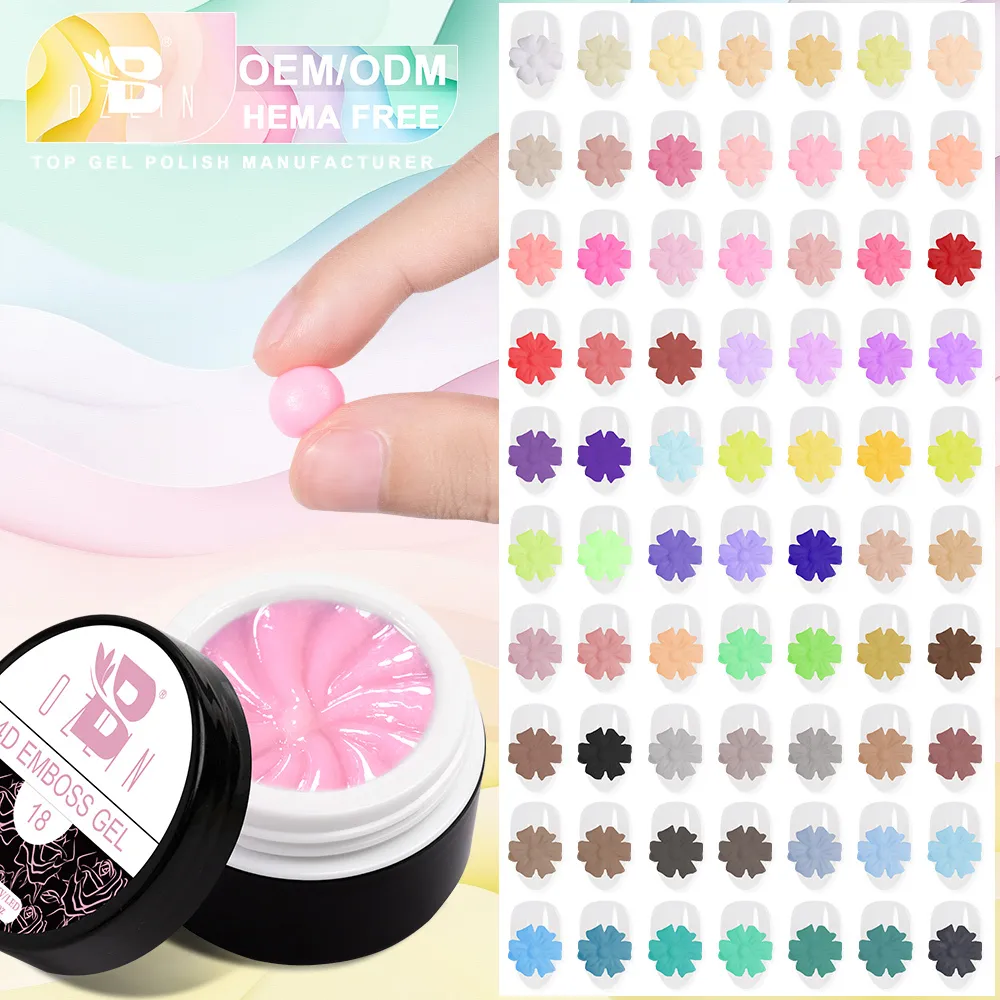 BOZLIN Factory Direct 70 Colors 3D 4D Emboss Sculpture Nail Art Gel Nail Polish 1