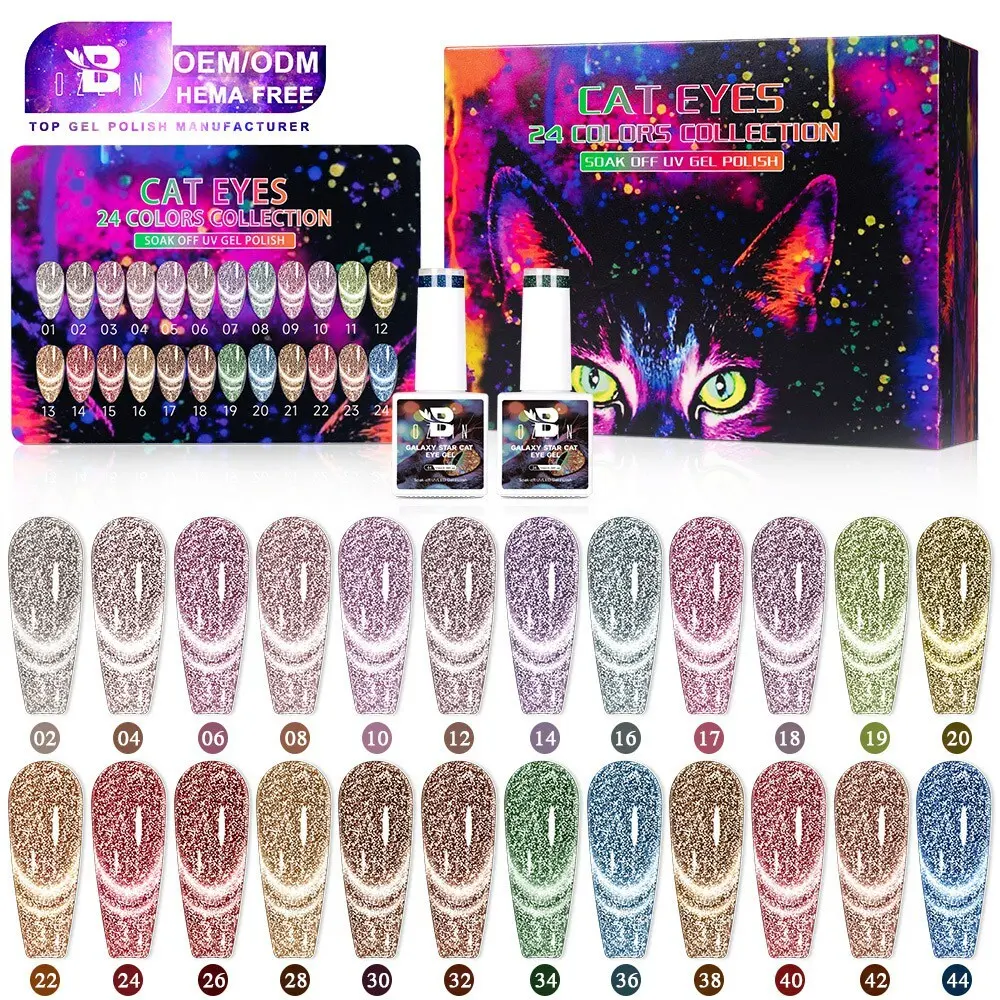 BOZLIN Factory Wholesale Cat Eye Disco Diamond Reflective Magnetic Nail Gel Polish 1