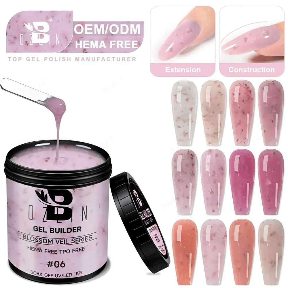 BOZLIN HEMA TPO Free Dried Flower Nail Extension Gel Builder Manufacturer 1