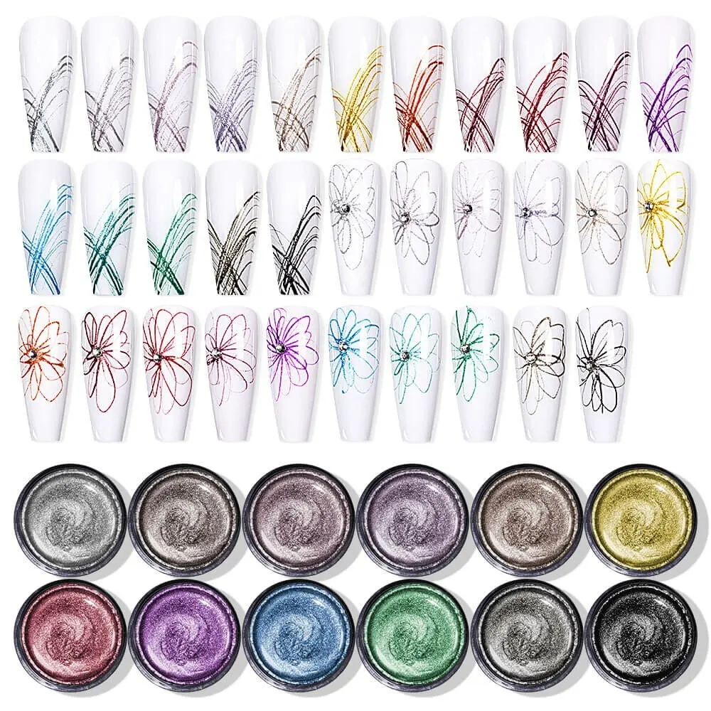 BOZLIN Private Label 16 Colors No Wipe Wire Drawing Metallic Spider Gel Polish Factory 1