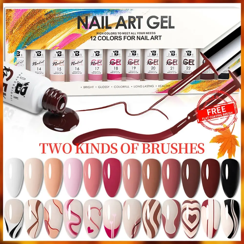 BOZLIN 12 Colors Autumn Series Nail Art Painting Liner Gel Polish Wholesaler 1