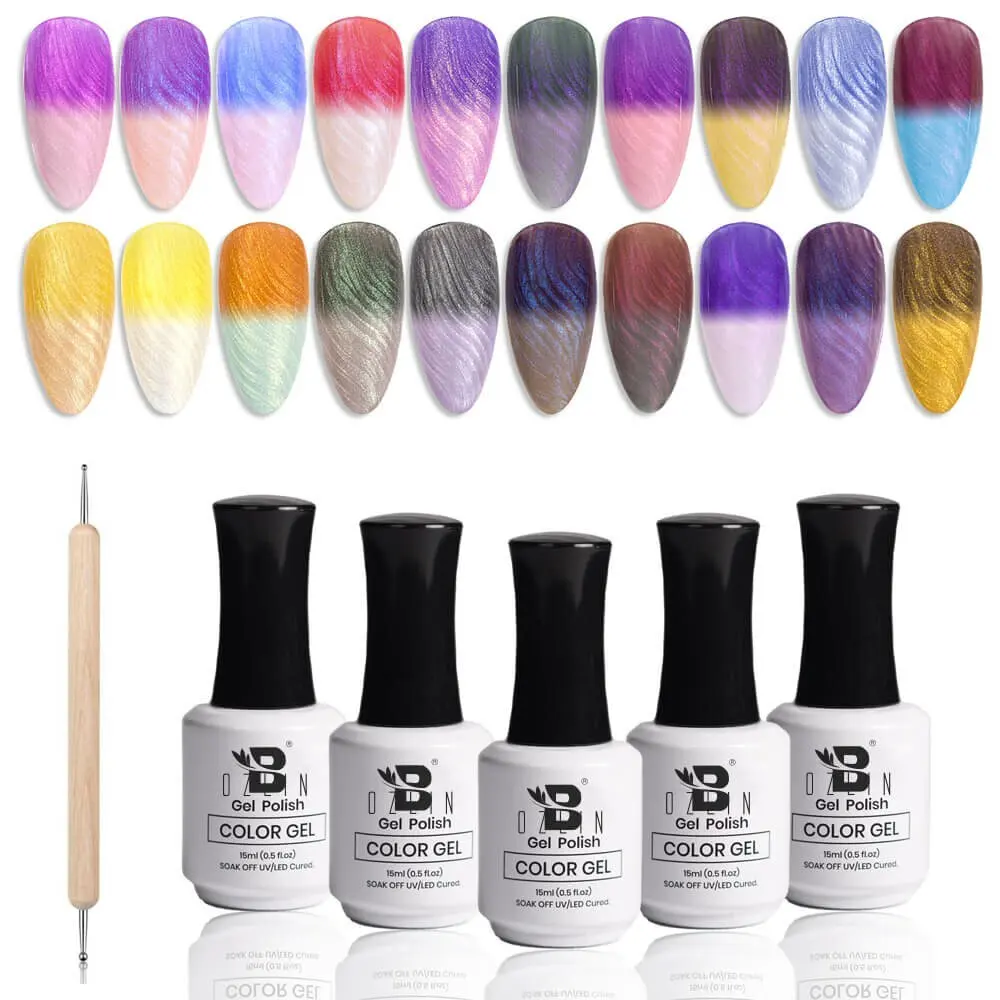BOZLIN 20 Colors Thermal Shell Mood Temperature Color Changing UV LED Nail Gel Polish Factory 1
