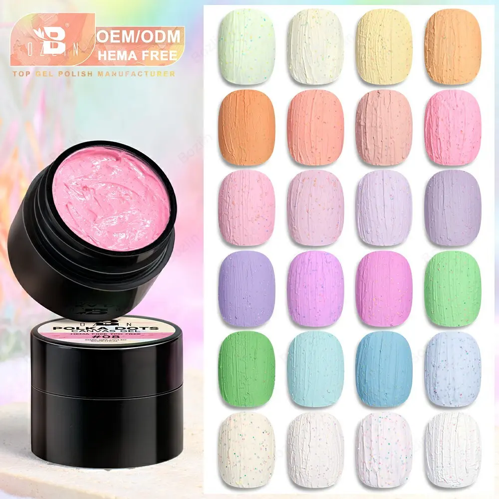BOZLIN 24 Colors Dots Canvas Nail Art Gel Nail Polish Wholesale 3D Painting Gel Nail Polish Factory 1