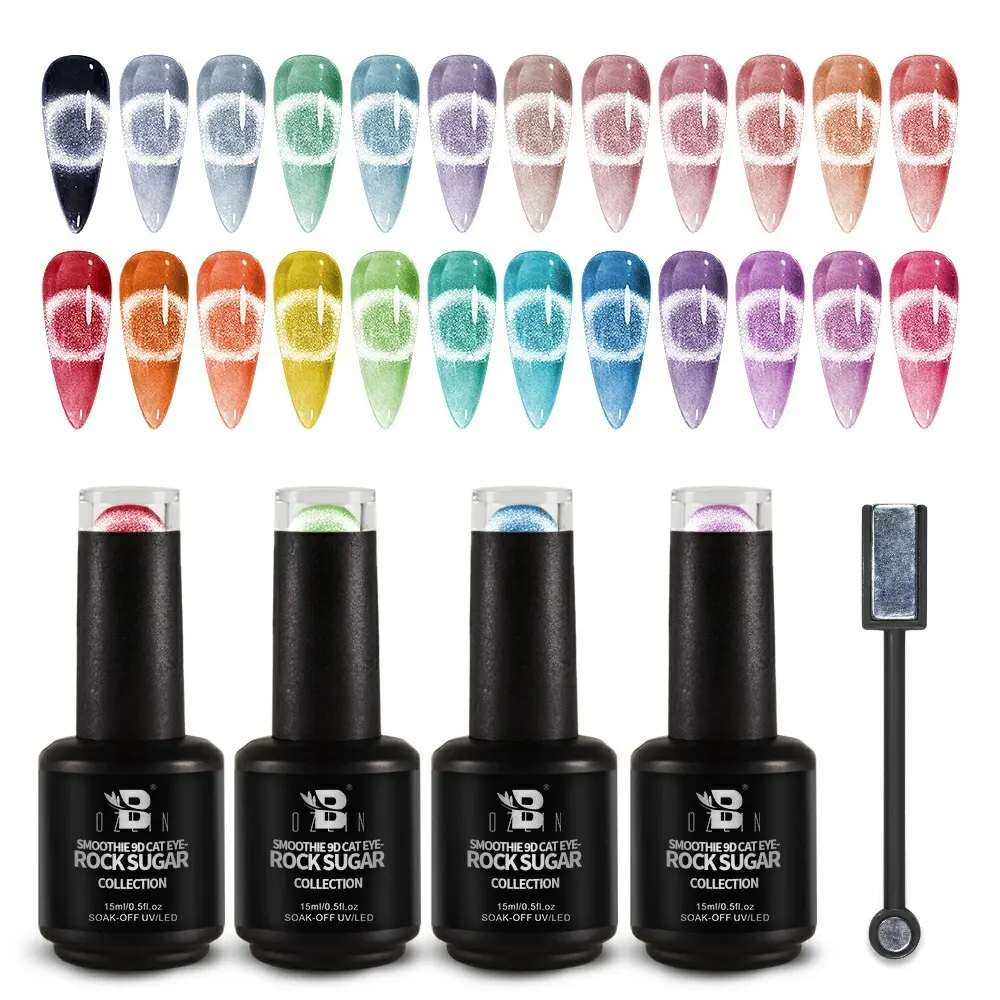 BOZLIN 24 Colors Series Smoothie 9D Translucent Cat Eye Magnetic Gel Nail Polish 1
