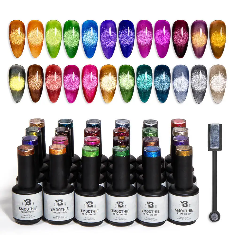 BOZLIN 24 Colors 9D Smoothie Magnetic Cat Eye Gel Nail Polish Wholesaler Factory 1