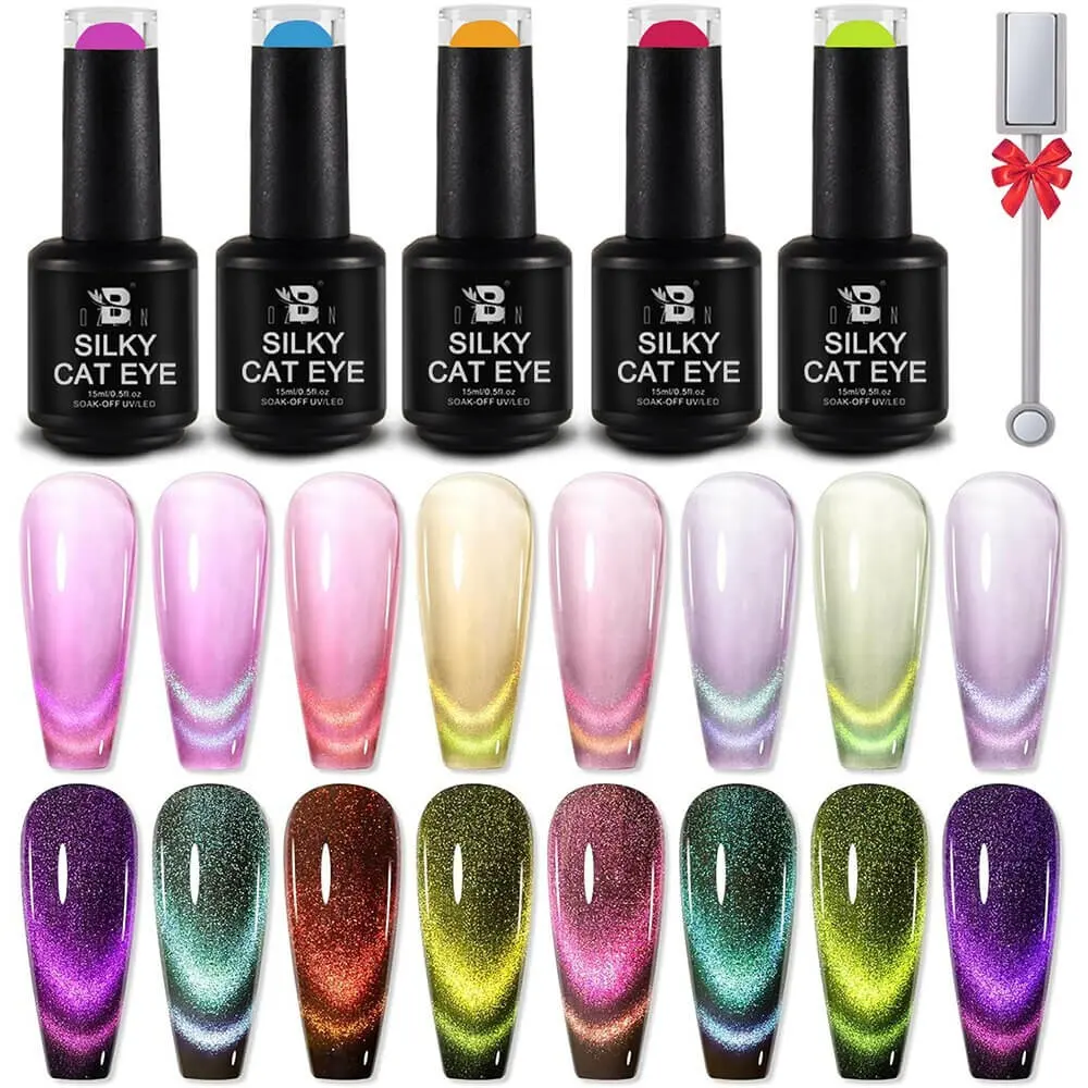 BOZLIN HEMA TPO Free 15ml 56 Colors Silky Magnetic Cat Eye UV Nail Gel Polish Factory 1
